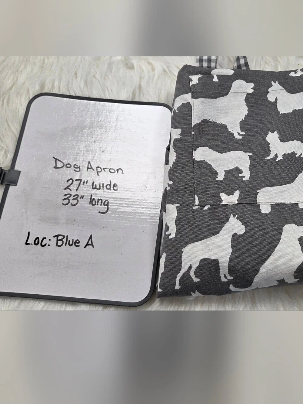 Grey Apron with White Dog Silhouette Print